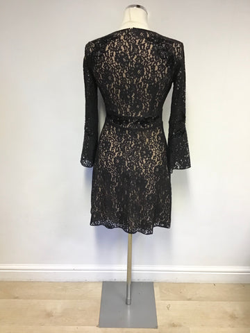 FRENCH CONNECTION BLACK LACE BEADED SPECIAL OCCASION DRESS SIZE 8