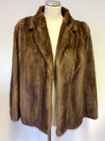 VINTAGE BROWN MINK FUR JACKET APPROX SIZE 14