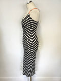 TED BAKER BLACK & WHITE STRIPE STRETCH JERSEY MIDI TANK DRESS SIZE 2 UK 10