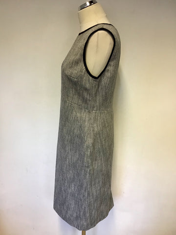 HOBBS NAVY BLUE & WHITE MARL SLEEVELESS PENCIL DRESS & JACKET SIZE 12