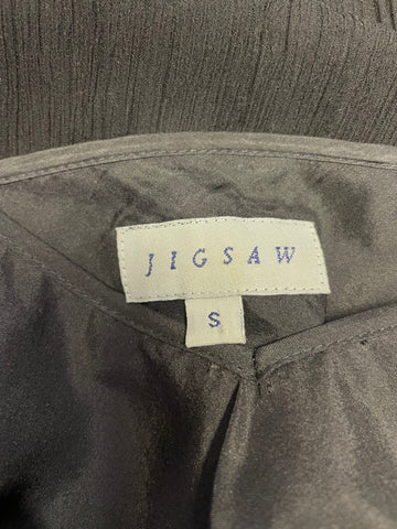 JIGSAW BLACK SHEER SILK MIDI DRESS WITH INNER SILK SLIP SIZE S