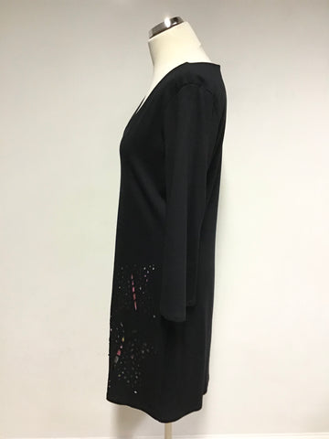 BRAND NEW DESIGUAL BLACK & MULTI COLOURED LAZER CUT SHIFT DRESS SIZE XXL