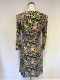 BODEN MULTI COLOURED PRINT STRETCH JERSEY 3/4 SLEEVE DRESS SIZE 12R