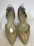 BODEN BEIGE & BLACK PATENT LEATHER ANKLE STRAP FLATS SIZE 7/40