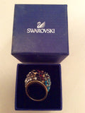 SWAROVSKI MULTI COLOURED CRYSTAL NIRVANI GOLD PLATED DRESS RING