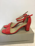 BODEN CORAL PATENT LEATHER BLOCK HEEL SANDALS SIZE 6/39