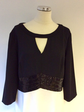 GINA BACCONI BLACK & WHITE SEQUINNED TRIM SPECIAL OCCASION DRESS SIZE 20