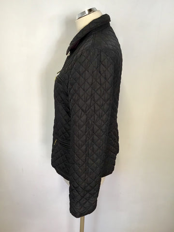 HOBBS BLACK QUILTED ZIP UP JACKET SIZE 12