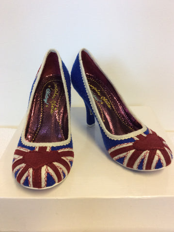 BRAND NEW EX DISPLAY IRREGULAR CHOICE UNION JACK HEELS SIZE 5/38
