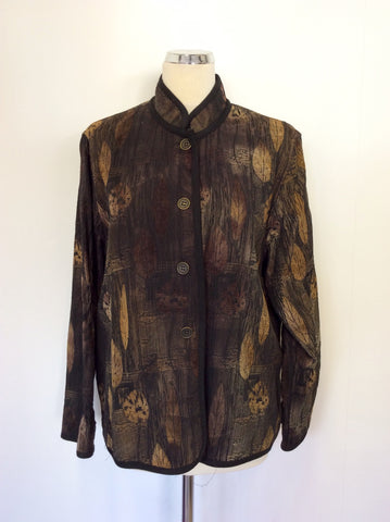 ATTITUDE BROWN & BLACK LEAF PRINT JACKET SIZE XL