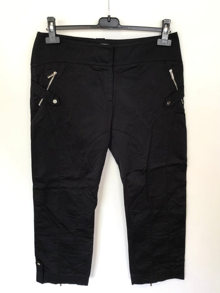 KAREN MILLEN BLACK CROPPED ZIP TRIM TROUSERS SIZE 12