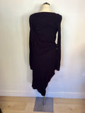 ALL SAINTS PATRIZ BLACK DRAPED LONG SLEEVE DRESS SIZE 10
