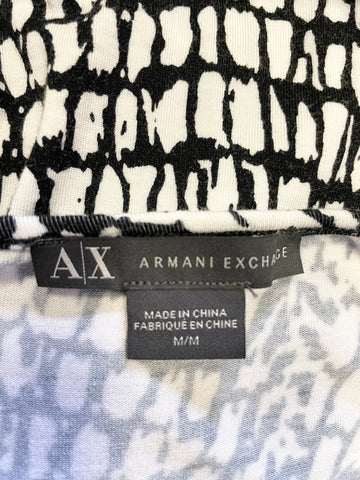 ARMANI EXCHANGE BLACK & WHITE PRINT STRETCH JERSEY PENCIL DRESS SIZE M