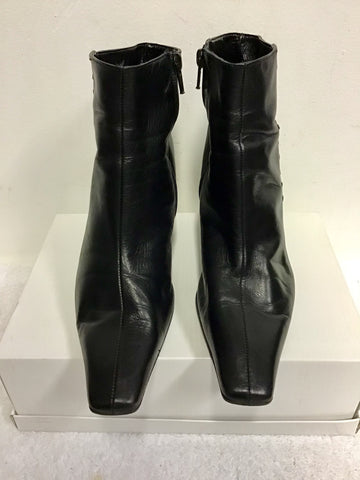 FOLIO BLACK LEATHER ANKLE BOOTS SIZE 5/38