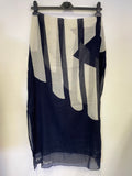 ARMANI JEANS NAVY & WHITE PRINT LONG SCARF