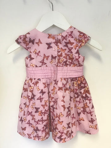 TED BAKER BABY PINK BUTTERLY PRINT DRESS SIZE 6-9 MONTHS