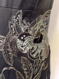 BRAND NEW KAREN MILLEN DARK GREY EMBROIDERED BEADED & SEQUINNED DRESS SIZE 12