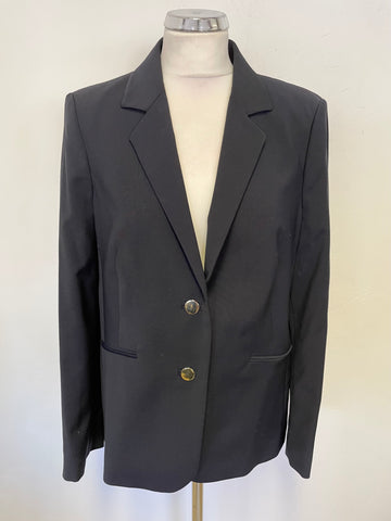 PURE COLLECTION NAVY BLUE WOOL BLEND BLAZER JACKET & SCARF SIZE 14