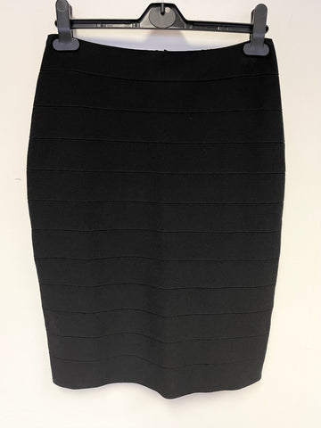 REISS BLACK BANDAGE STYLE STRAIGHT SKIRT SIZE S