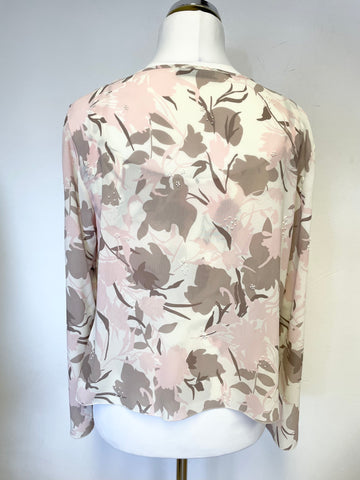 GINA BACCONI CREAM,BROWN & PINK FLORAL PRINT 3 PIECE SPECIAL OCCASION OUTFIT SIZE 14