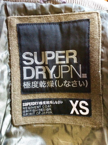 SUPERDRY ARMY GREEN WOOL BLEND REGIMENT COAT SIZE XS
