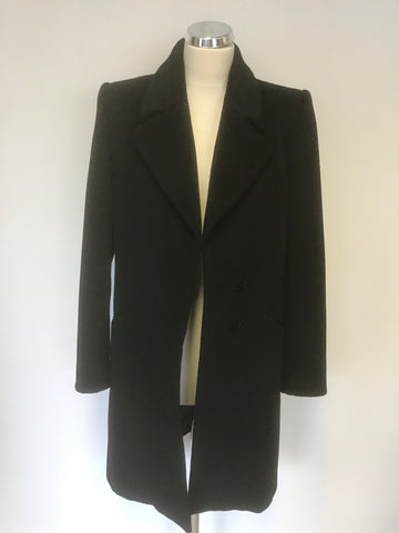 REISS BERLICK BLACK WOOL MID LENGTH PEA COAT SIZE S