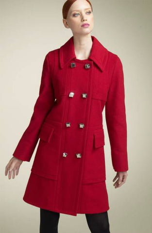 MARC BY MARC JACOBS RED WOOL BLEND DOUBLE BREASTED COAT SIZE L