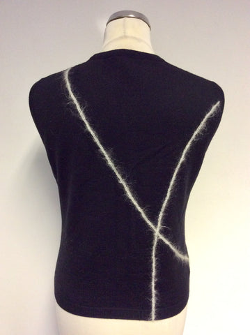 VERSACE CLASSIC V2 BLACK & IVORY TRIM WOOL & MOHAIR BLEND TWINSET SIZE 44 UK 10/12