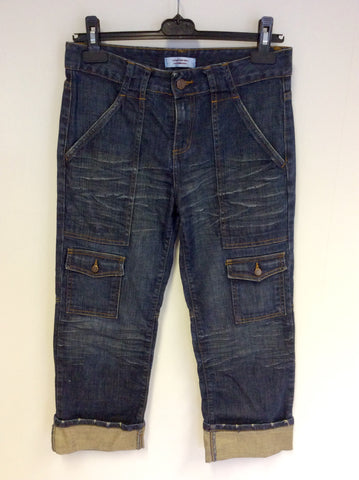COMPTOIR DES COTTONNIERS BLUE DENIM CARGO CROP JEANS SIZE 10