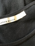 KAREN MILLEN BLACK SLEEVELESS FRILL TRIM KNIT DRESS SIZE 3 UK 10/12