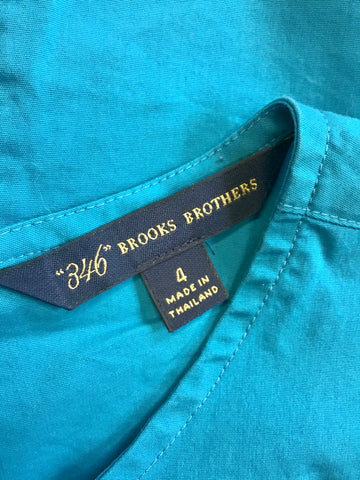 346 BROOKS BROTHERS TURQUOISE COTTON SLEEVELESS TOP SIZE 8
