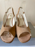 JANE SHILTON JUJU TAN SUEDE PEEPTOE SLINGBACK WEDGE HEELS SIZE 7/40