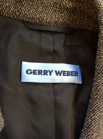 GERRY WEBER BROWN HERRINGBONE TWEED JACKET SIZE 10