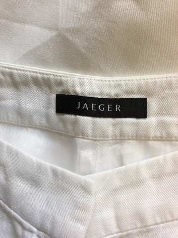JAEGER WHITE WIDE LEG LINEN TROUSERS SIZE 10