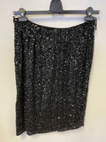 HOBBS BLACK SILK SEQUINNED KNEE LENGTH PENCIL SKIRT SIZE 12