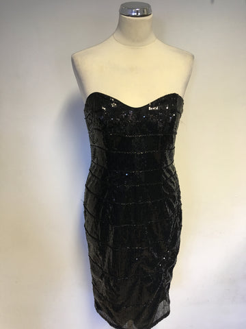 JANE NORMAN BLACK SEQUINNED STRAPLESS DRESS SIZE 12