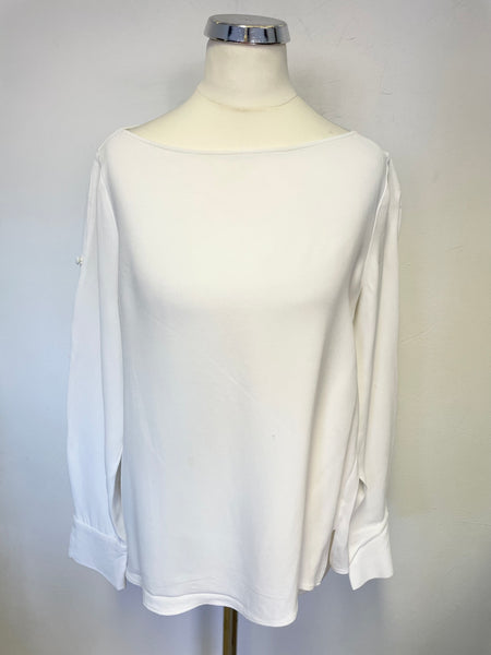 MASSIMO DUTTI WHITE OPEN BUTTON LONG SLEEVED TOP SIZE M