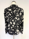 WHISTLES BLACK & IVORY PRINT V NECK SILK BLOUSE SIZE 12