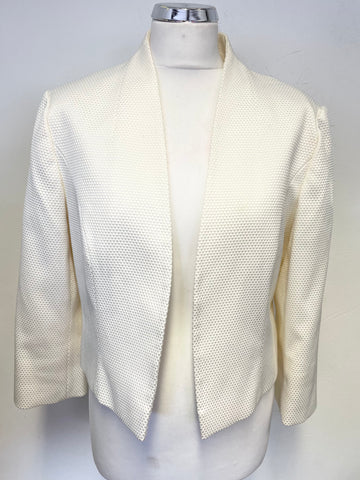 PHASE EIGHT IVORY/ CREAM CROPPED 3/4 SLEEVE SPECIAL OCCASION JACKET SIZE 16