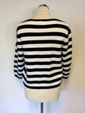 HOBBS NAVY BLUE & WHITE STRIPE DOUBLE BREASTED CARDIGAN SIZE 14