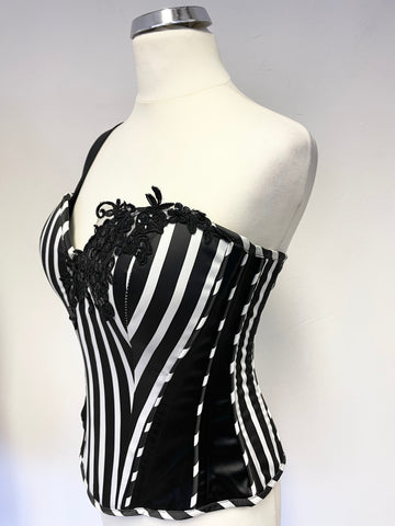 CATWALK COLLECTION BLACK & WHITE STRIPE CORSET TOP ONE SIZE