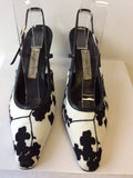 JACQUES VERT BLACK & WHITE PRINT SLINGBACK HEELS SIZE 6/39