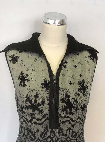 MARCCAIN SPORTS  ZIP NECK AZTEC DESIGN  WOOL FRONT STRETCH PENCIL DRESS SIZE N5 UK 16