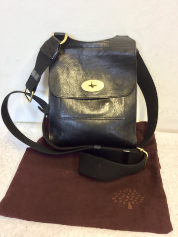 MULBERRY BLACK LEATHER ANTONY CROSS BODY MESSANGER BAG