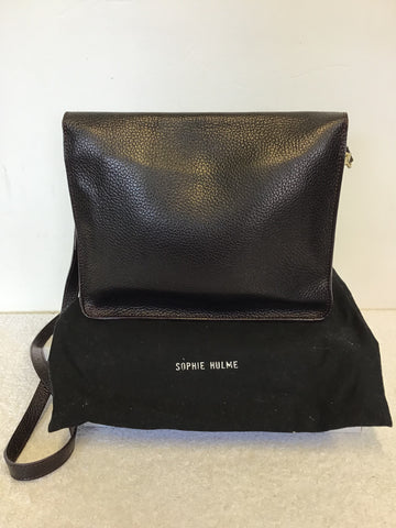 SOPHIE HULME DAMSON LEATHER & BRASS PLATE TRIM SHOULDER BAG