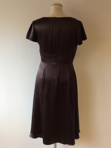 HOBBS BROWN SILK CAP SLEEVE SPECIAL OCCASION DRESS SIZE 10