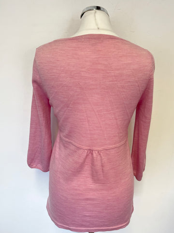 BODEN PINK 100% WOOL WAISTED CARDIGAN SIZE 10
