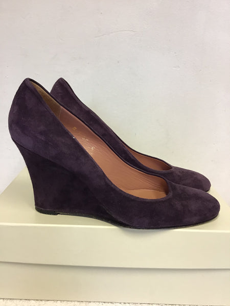 LK BENNETT DEEP PURPLE SUEDE WEDGE HEELS SIZE 6/39