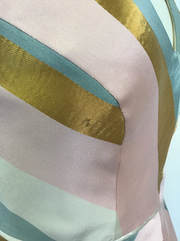 MONSOON PASTEL ASYMMETRIC STRIPE FIT & FLARE DRESS SIZE 8