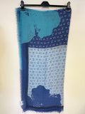 ARMANI JEANS BLUE & TURQUOISE AJ PRINT SCARF /WRAP